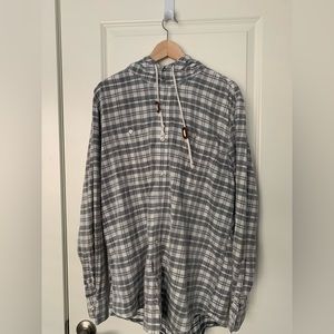 American Rag Plaid Grey & White Button Up Men’s Hoodie